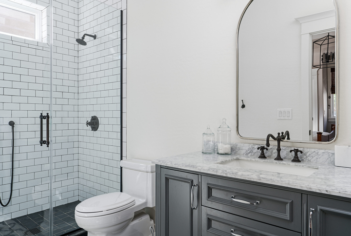 Photo of a contemporary looking bathroom.